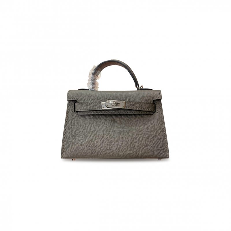 (image for) HERMÈS MINI KELLY II EPSOM PEWTER GRAY SILVER BUCKLE (19*12*5.5cm)