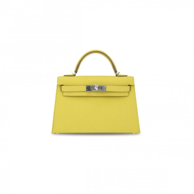(image for) HERMÈS MINI KELLY II EPSOM LEMON YELLOW SILVER BUCKLE (19*12*5.5cm)