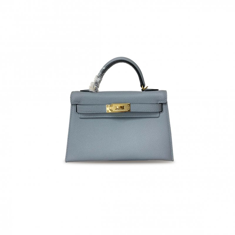 (image for) HERMÈS MINI KELLY II EPSOM LINEN BLUE GOLD BUCKLE (19*12*5.5cm)
