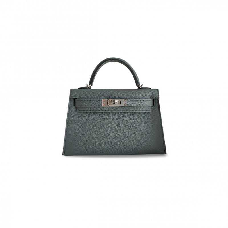 (image for) HERMÈS MINI KELLY II EPSOM ALMOND GREEN SILVER BUCKLE (19*12*5.5cm)