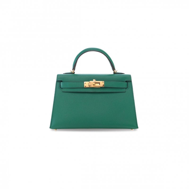 (image for) HERMÈS MINI KELLY II EPSOM MALACHITE GREEN GOLD BUCKLE (19*12*5.5cm)