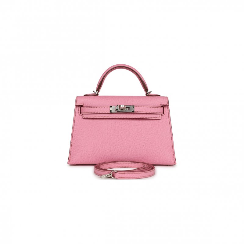 (image for) HERMÈS MINI KELLY II BUBBLEGUM WITH PALLADIUM HARDWARE (19*12*5.5cm)