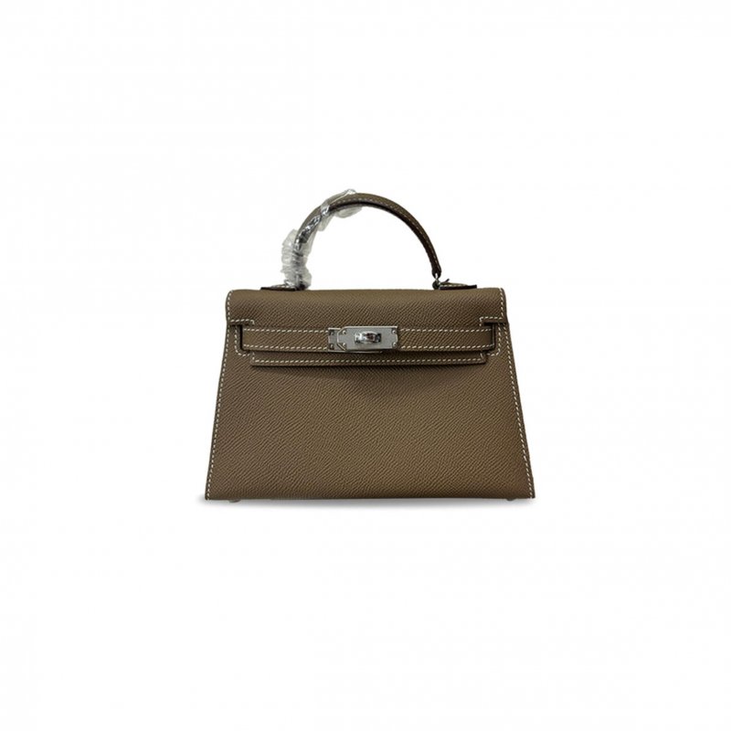 (image for) HERMÈS MINI KELLY SECOND GENERATION EPSOM ELEPHANT GRAY SILVER BUCKLE (19*12*5.5cm)