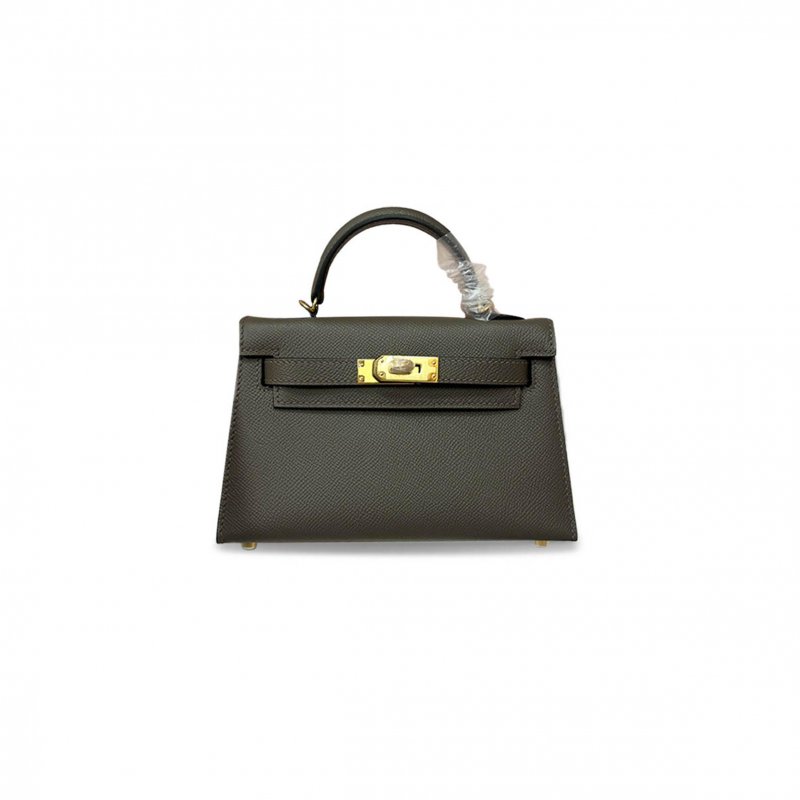 (image for) HERMÈS MINI KELLY II EPSOM PEWTER GRAY GOLD BUCKLE (19*12*5.5cm)