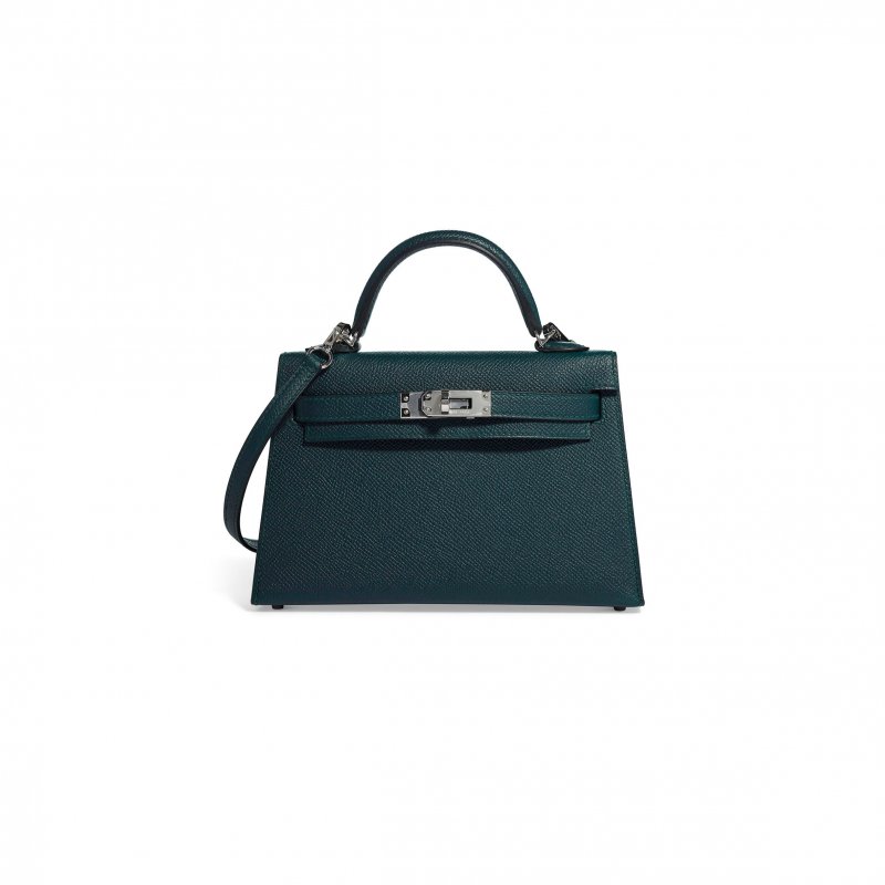 (image for) HERMÈS MINI KELLY VERT CYPRESS WITH PALLADIUM HARDWARE (19*12*5.5cm)