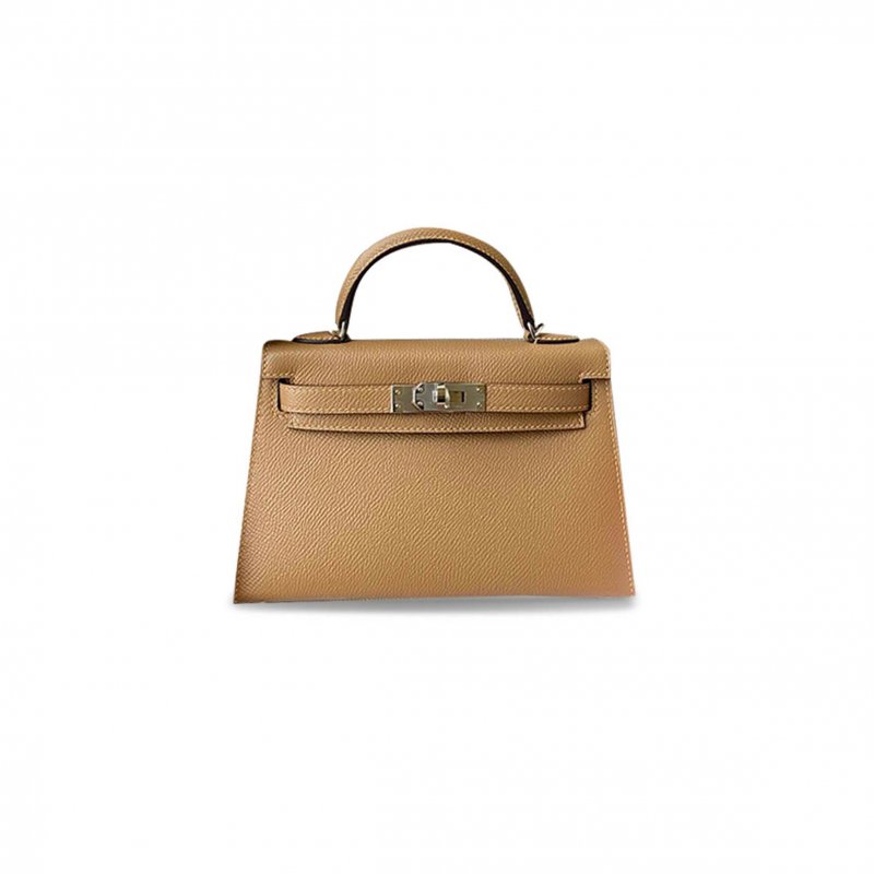 (image for) HERMÈS MINI KELLY II EPSOM MILK TEA SILVER BUCKLE (19*12*5.5cm)
