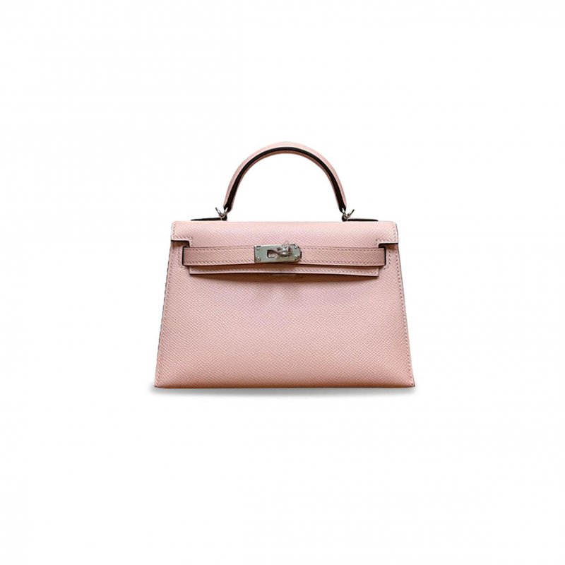 (image for) HERMÈS MINI KELLY II EPSOM 3Q CHERRY BLOSSOM PINK SILVER BUCKLE (19*12*5.5cm)