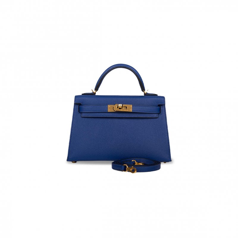 (image for) HERMÈS MINI KELLY II EPSOM ELECTRIC BLUE GOLD HARDWARE (19*12*5.5cm)