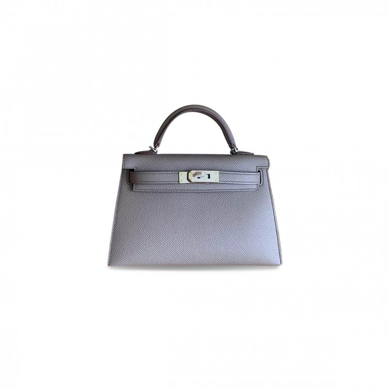(image for) HERMÈS MINI KELLY II EPSOM 8F PEWTER GRAY SILVER BUCKLE (19*12*5.5cm)