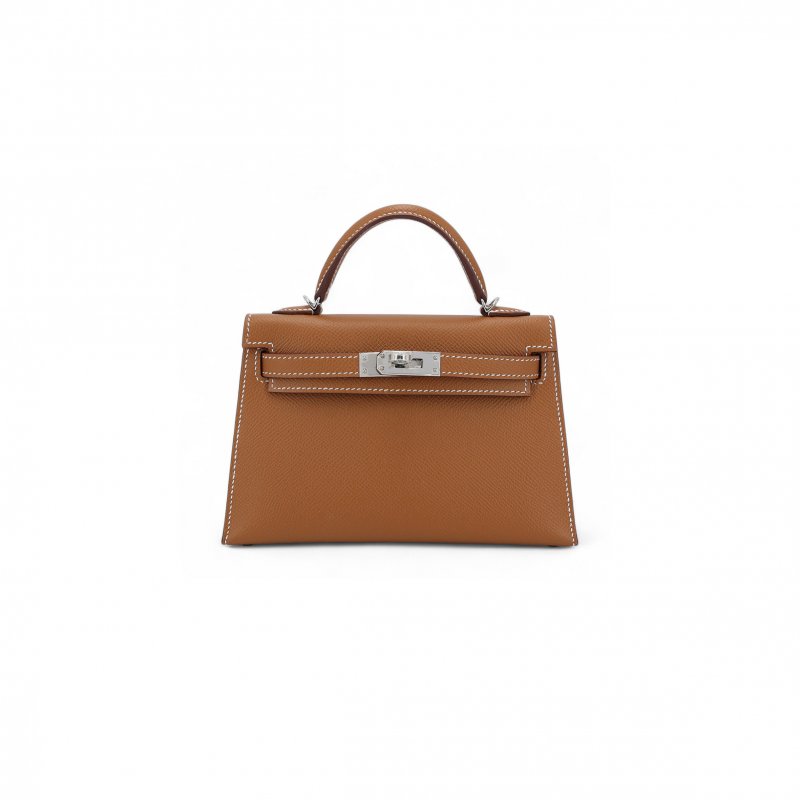 (image for) HERMÈS MINI KELLY SECOND GENERATION GOLDEN BROWN EPSOM SILVER BUCKLE (19*12*5.5cm)